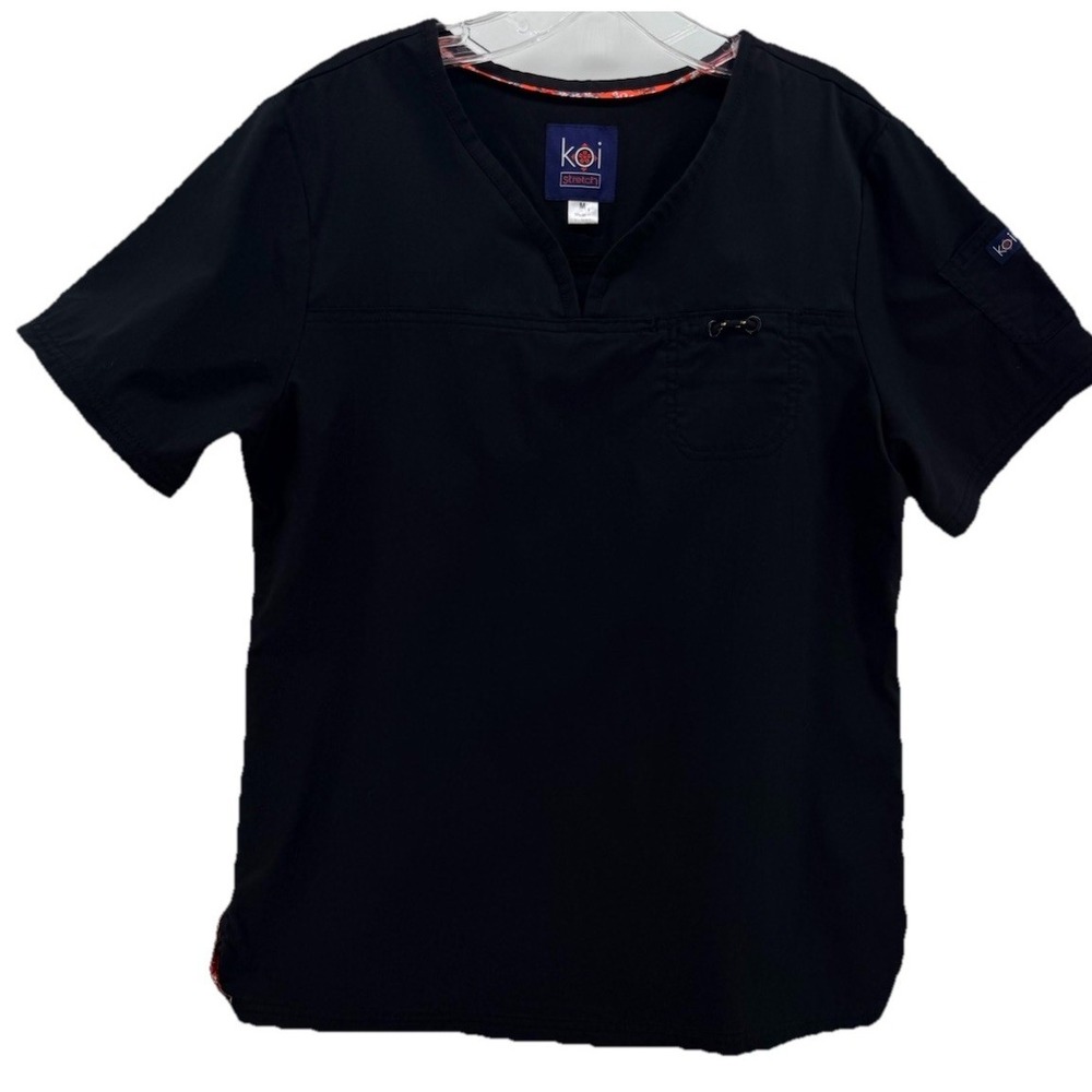 Koi Lite V Neck Scrub Top Black Size Women's Medium Stretch
